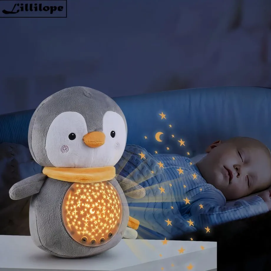 Peluche pingouin câlin apaisant bruit blanc hiver doux