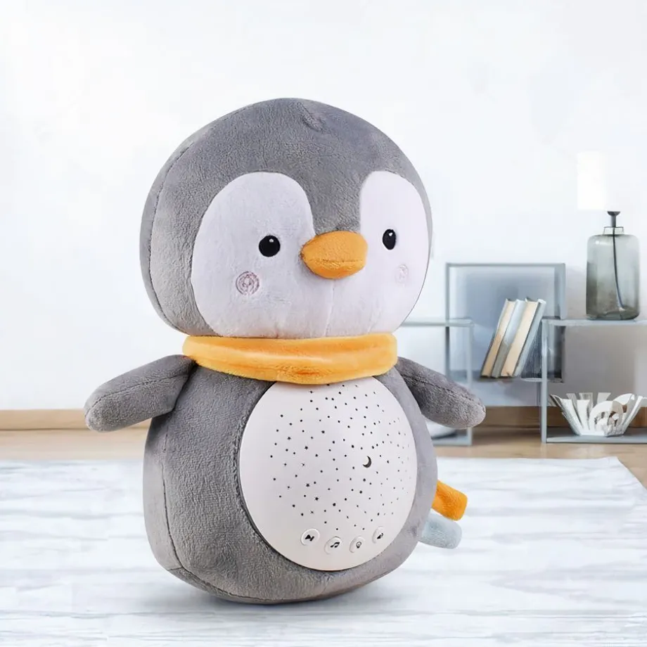 Peluche pingouin câlin apaisant bruit blanc hiver doux