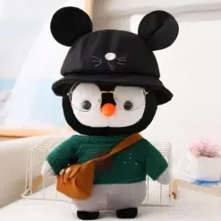 Peluche pingouin hiver pull vert doux câlin enfant