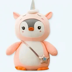 Peluche pingouin licorne rose moelleuse amusante enfant