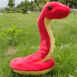 Peluche serpent rouge doux câlin enfant chambre
