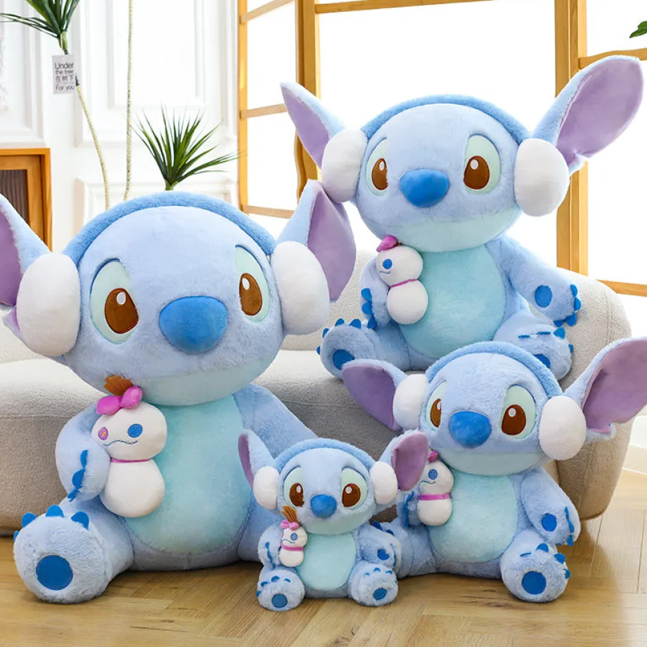 Peluche Stitch bleu avec son casque audio