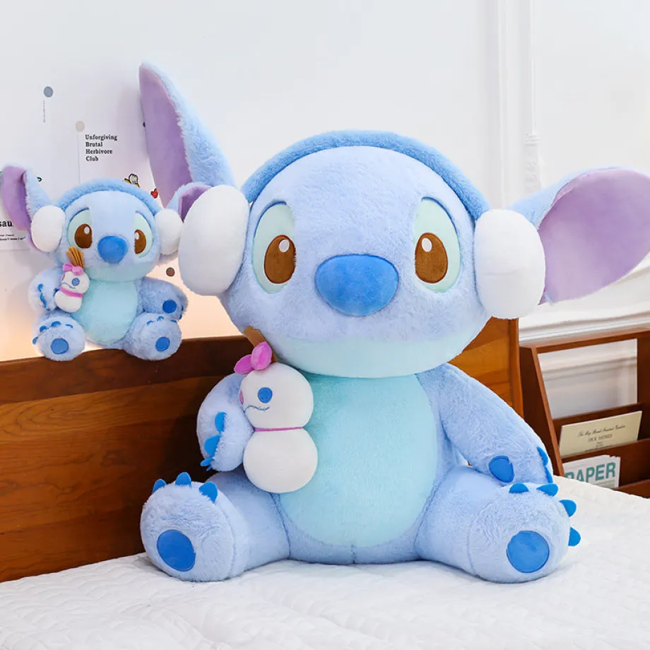 Peluche Stitch bleu avec son casque audio
