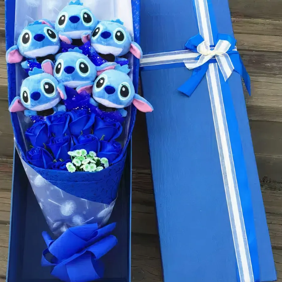 Peluche Stitch gentleman fleur romantique cadeau doux