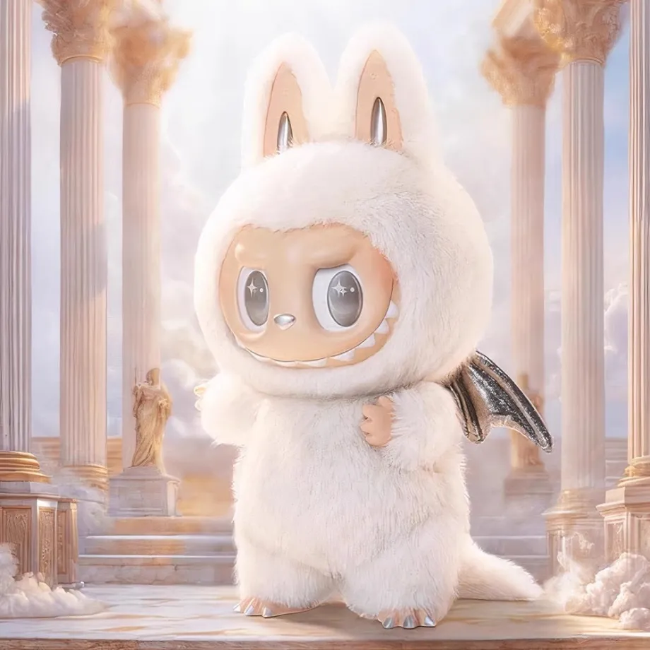 Peluche type Labubu ange blanc Zimomo