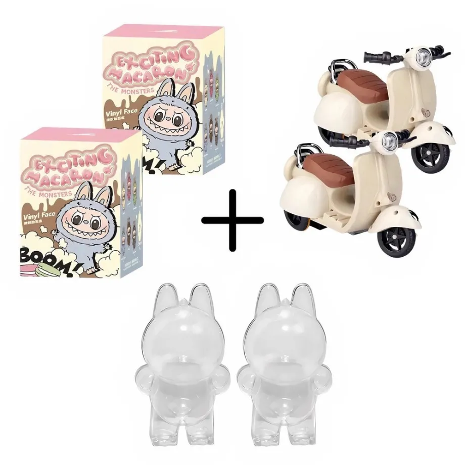 Peluche type Labubu debout boîte mystère