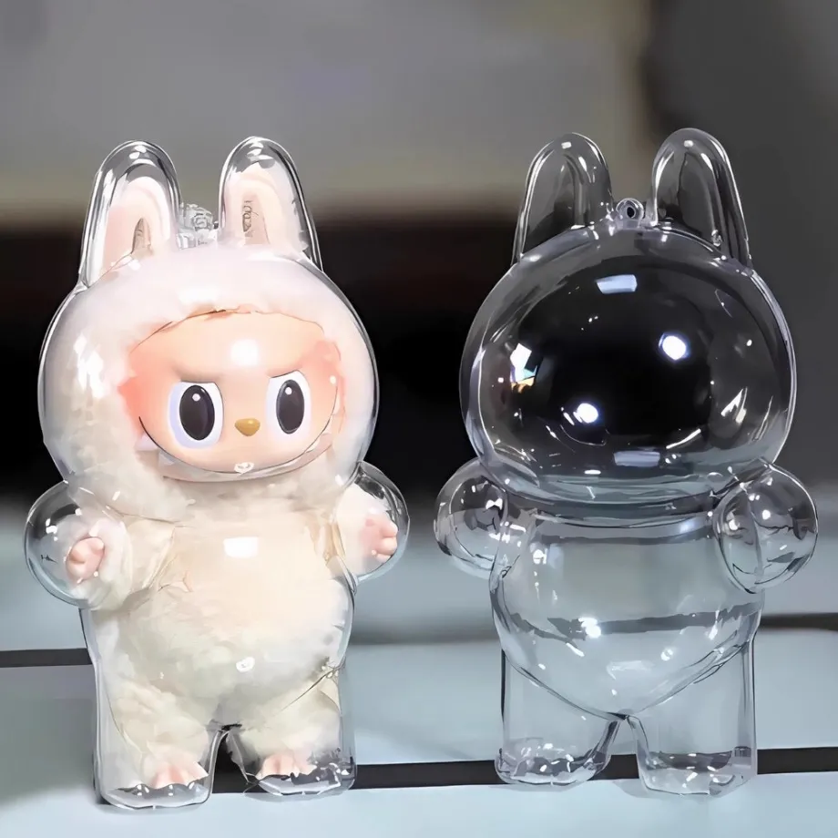 Peluche type Labubu debout boîte mystère